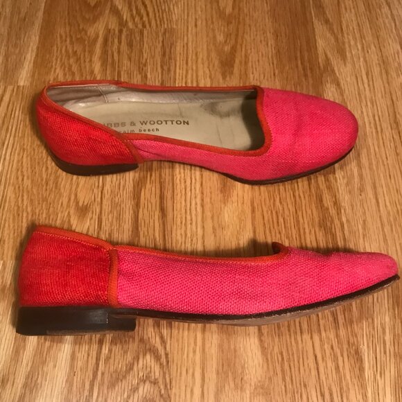 Stubbs & Wootton Two-Tone Pink Orange-Red Leather Flats Size 6.5 - Picture 5 of 16